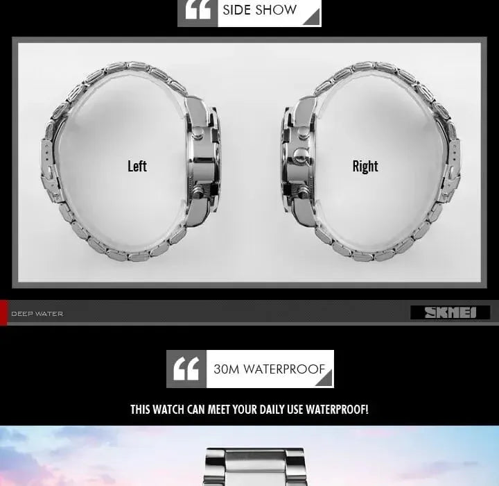 Skmei - 1389 - Dual Display Waterproof Watch - Silver_Silver